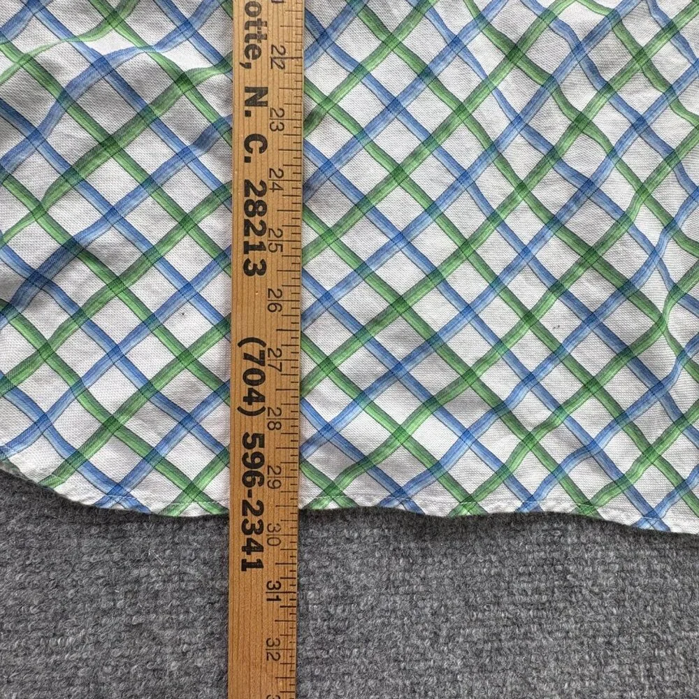Banana Republic Shirt Mens L Blue Green Check Classic Fit Preppy Office Everyday